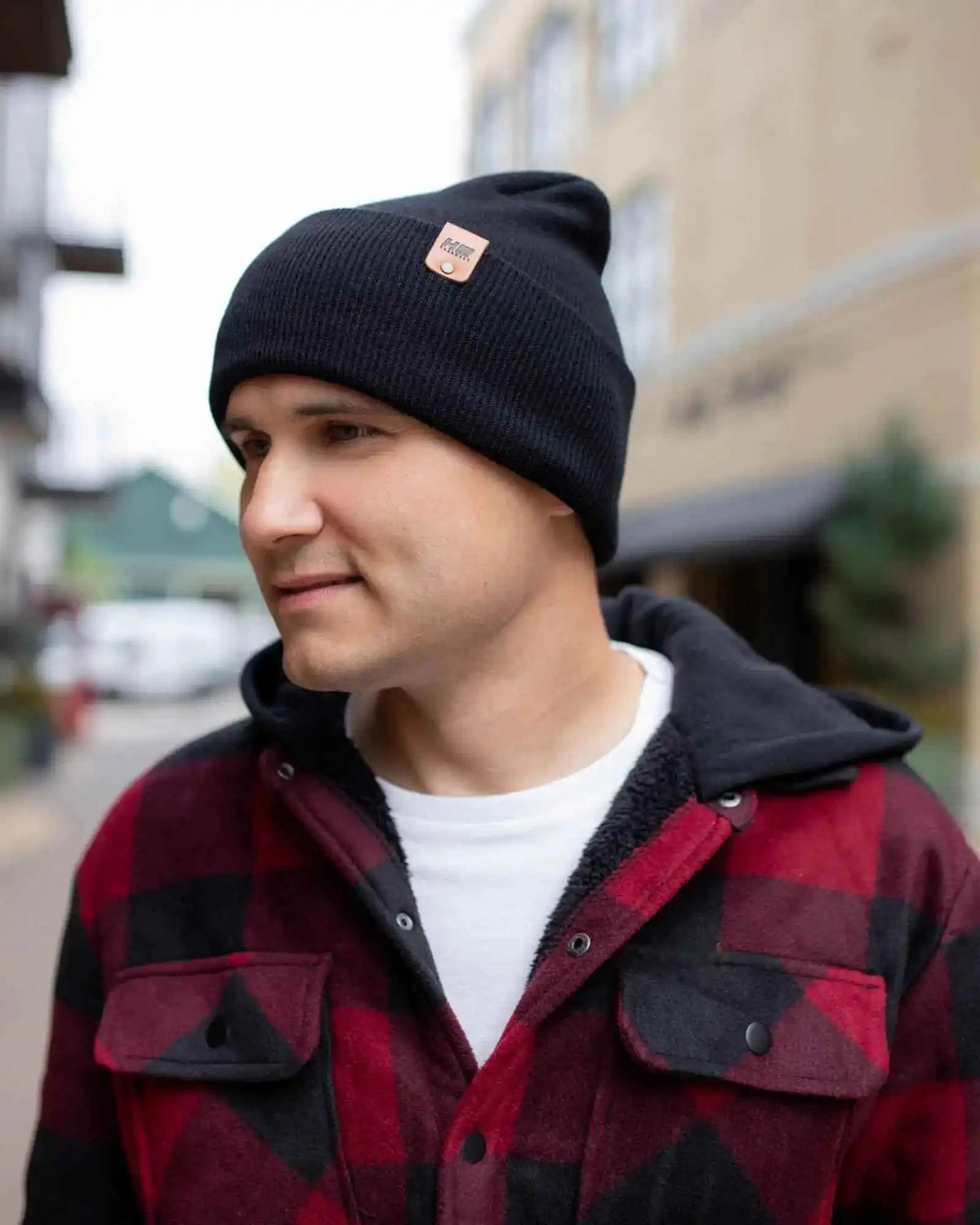 Haakwear H Stitch Cuffed Beanie, Midnight Black