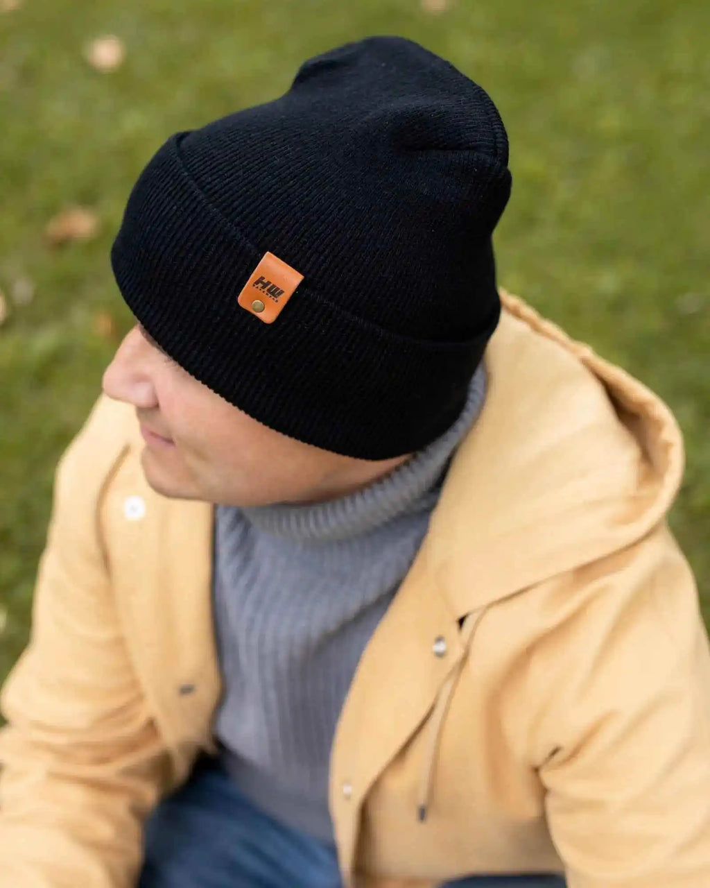 Haakwear H Stitch Cuffed Beanie, Midnight Black