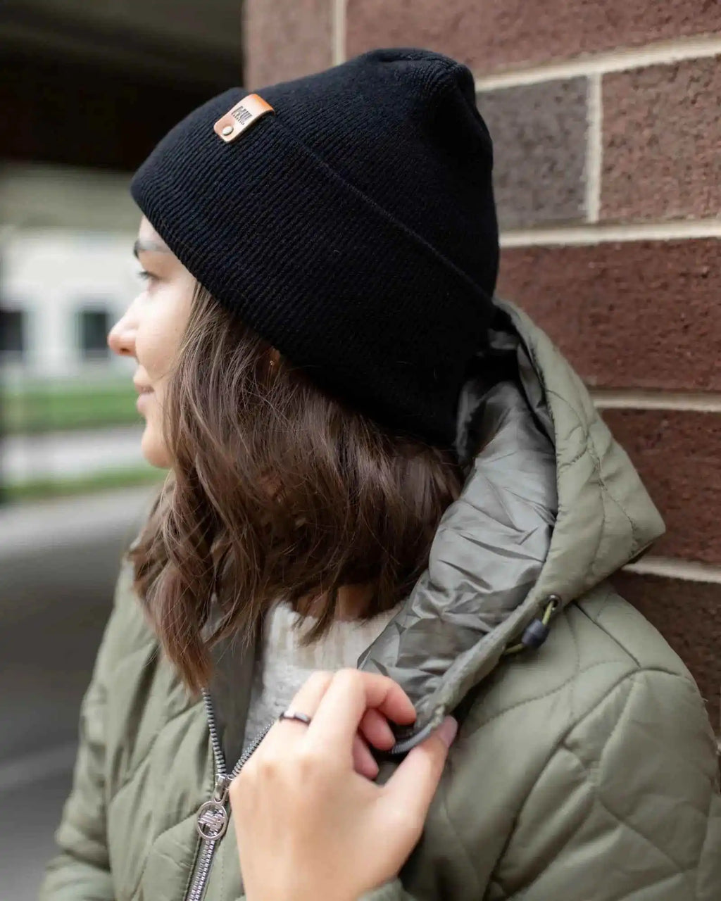 Haakwear H Stitch Cuffed Beanie, Midnight Black